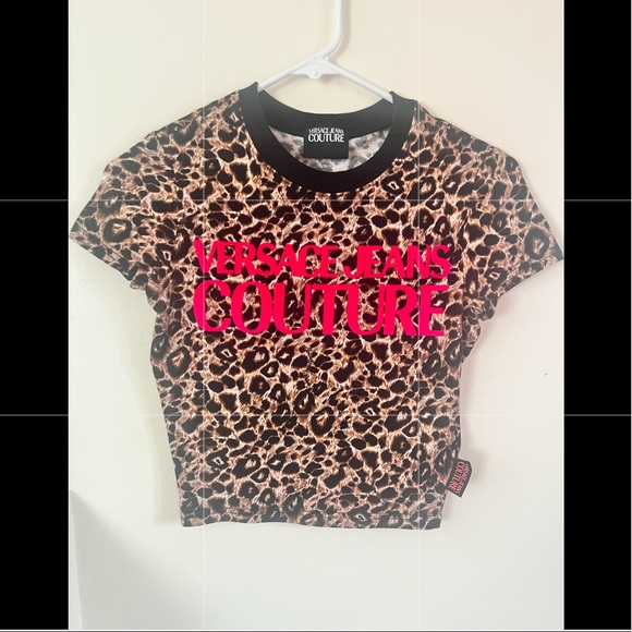 Authentic Versace Jeans Couture Leopard Crop Top - Picture 2 of 9
